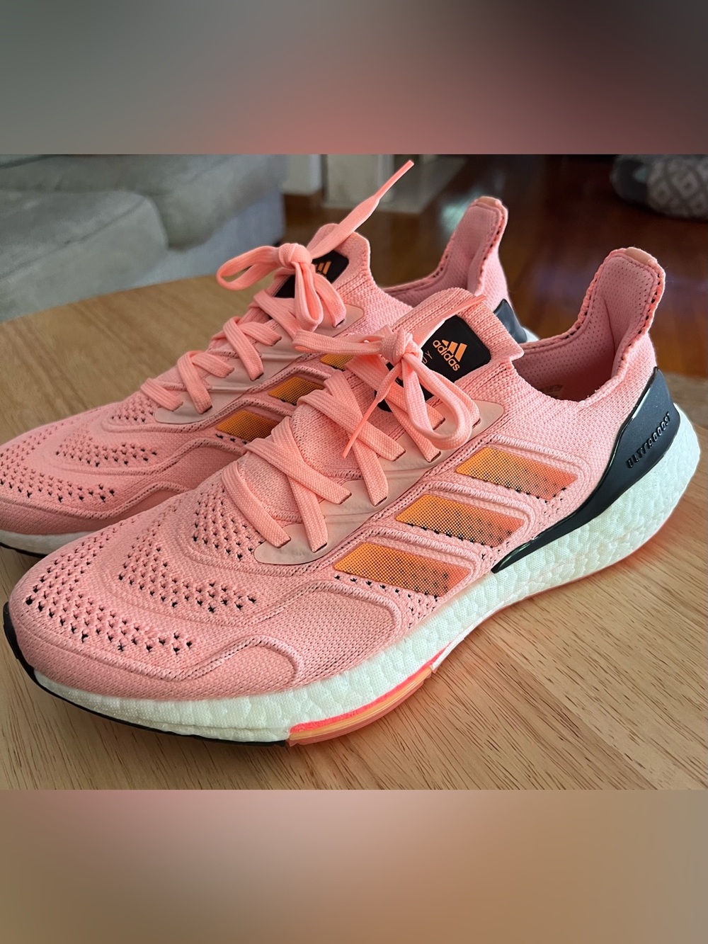 adidas Women's Coral Pink Running Sneakers with Orange Accents